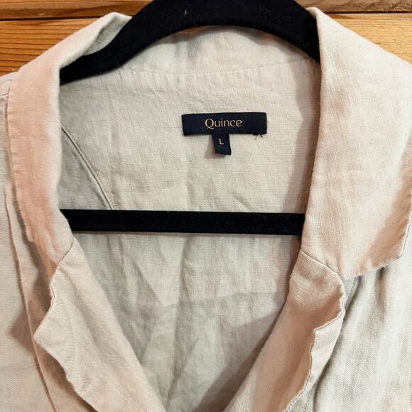 Quince Linen Shirt Button Down Short Sleeve Sustainable Top Large - Picture 2 of 5
